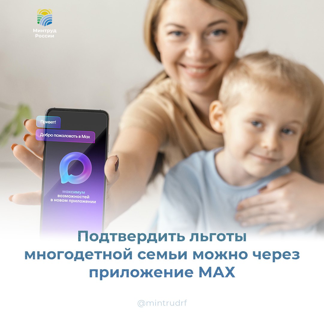 Подтвердить льготы многодетной семьи можно через приложение МАХ.