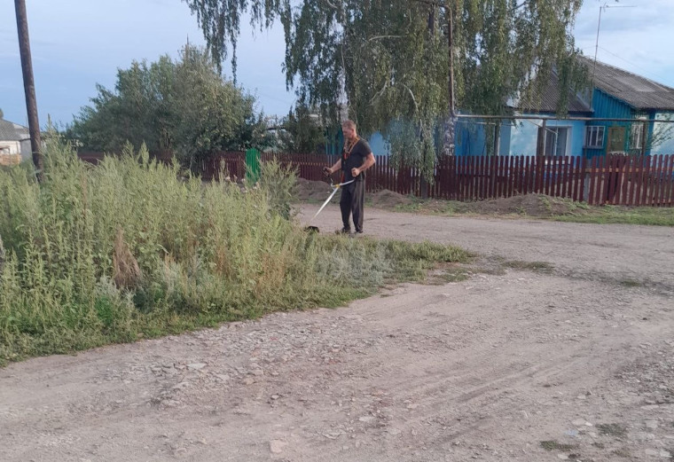 По инициативе заместителя главы администрации пос. Колос Зоркинского МО Ирины Жумашовой и жителей посёлка   проведена уборка  территории улицы Восточная..