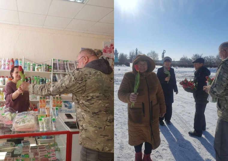  Накануне важного и вдохновляющего праздника — Международного женского дня — в посёлке Колос собрались благодарные  и внимательные к прекрасной половине- мужчины.