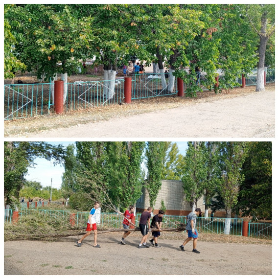 12 сентября учащиеся 5-11 классов  школы пос. Колос провели субботник..